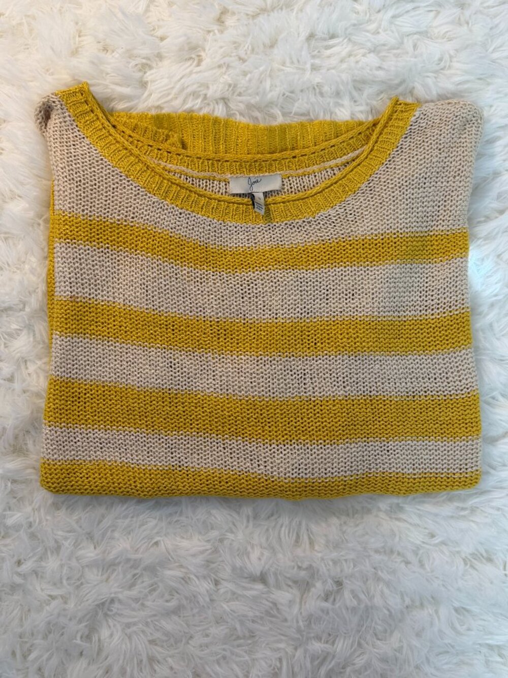 Joie Yellow and Cream Striped Sweater